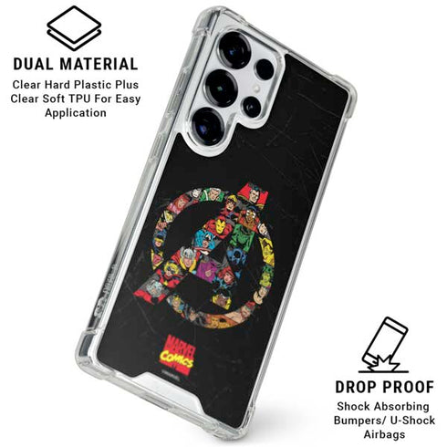 Marvel Classic Comics Avengers Logo Galaxy S25 Ultra Clear Case